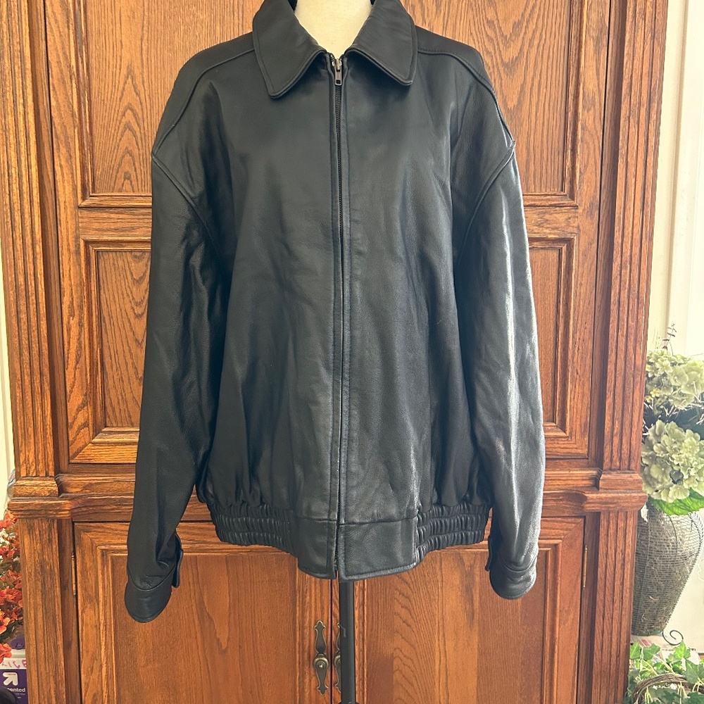 St. John’s Bay Men’s Vintage Black Bomber Flight Jacket Size XXL